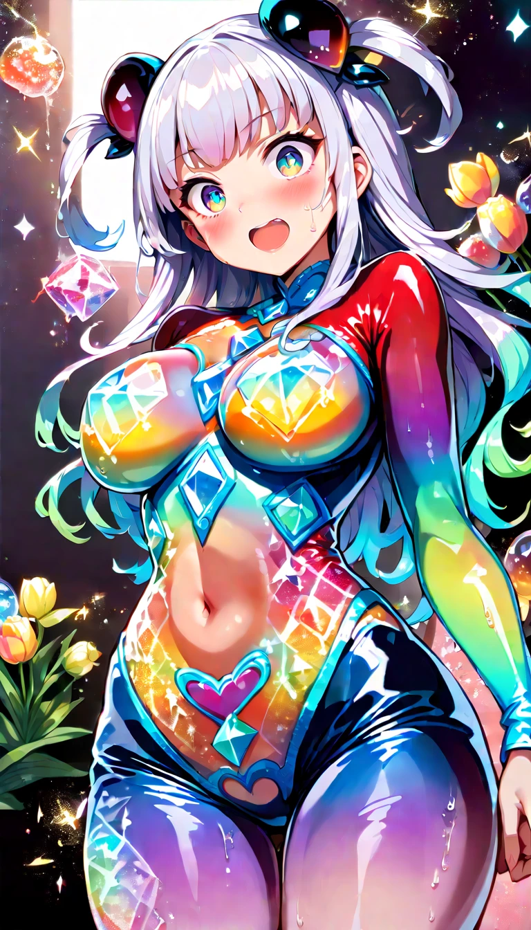 A busty 40 year old woman doing a paizuri to a  