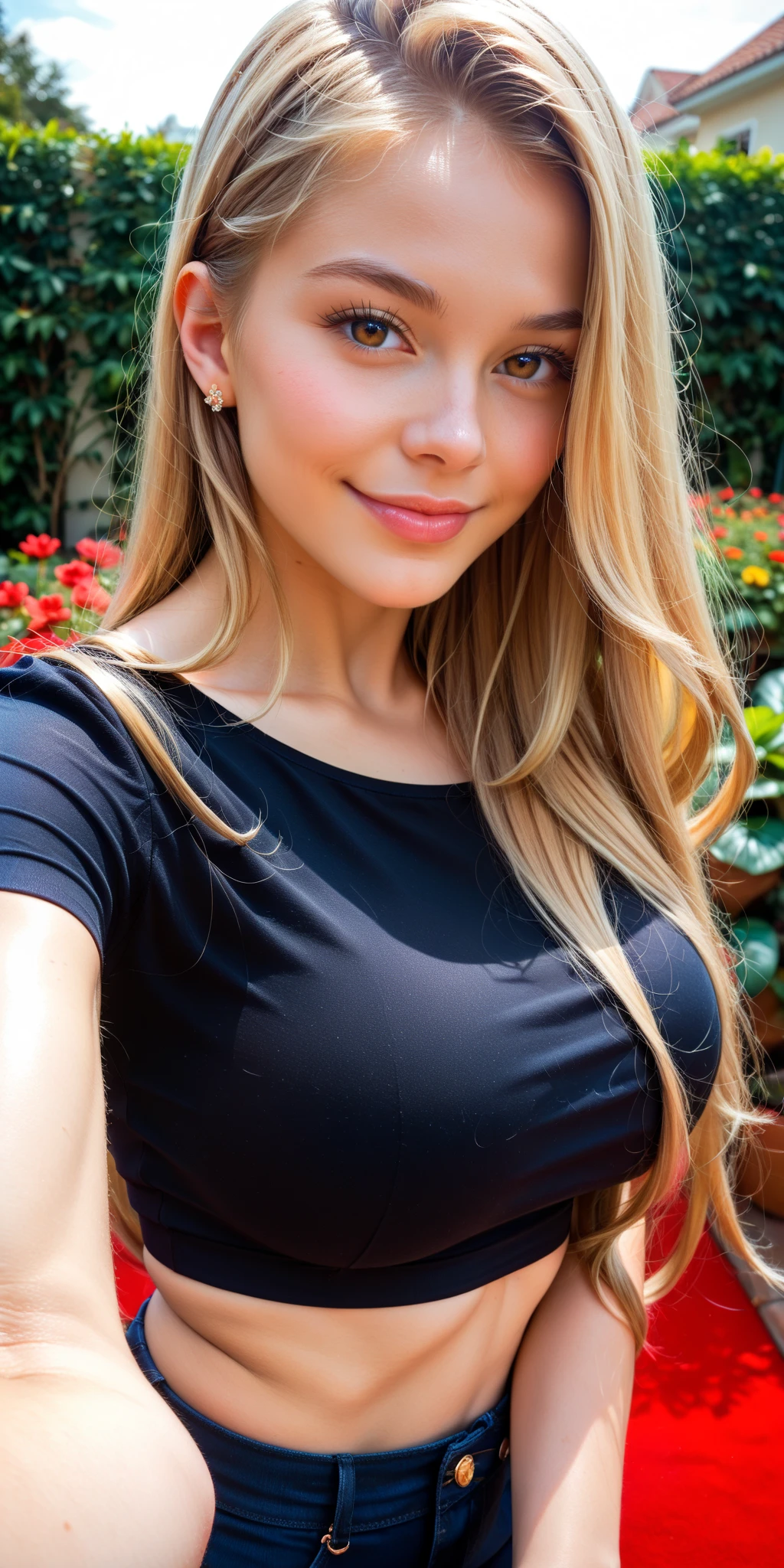ultrarealistic high quality full body photo of a beautiful busty slim european 15-year-old woman with cute hyperdetailed shy face and natural blonde, shy smile , realistic round hazel eyes, natural lips, dark eye makeup with eyeliner, wearing white lycra bodycon dress, hourglass body, outdoor photography, tanned,
