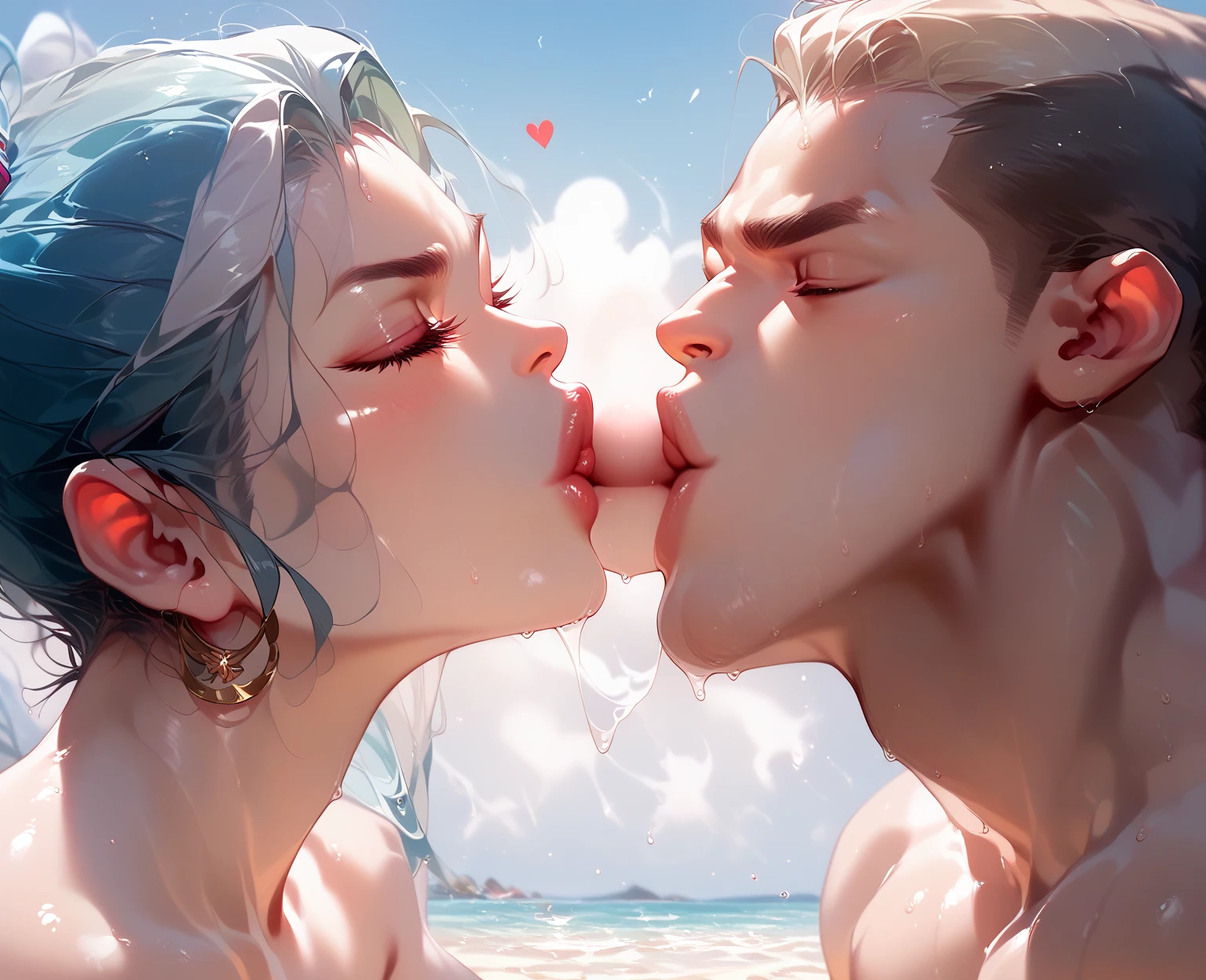 1girl, 1boy, hetero, penis, pussy, pov, spread legs, hands grabbing legs, anal, completely nude, large breasts, from above, feet out of frame, arms up, half-closed eyes, :o