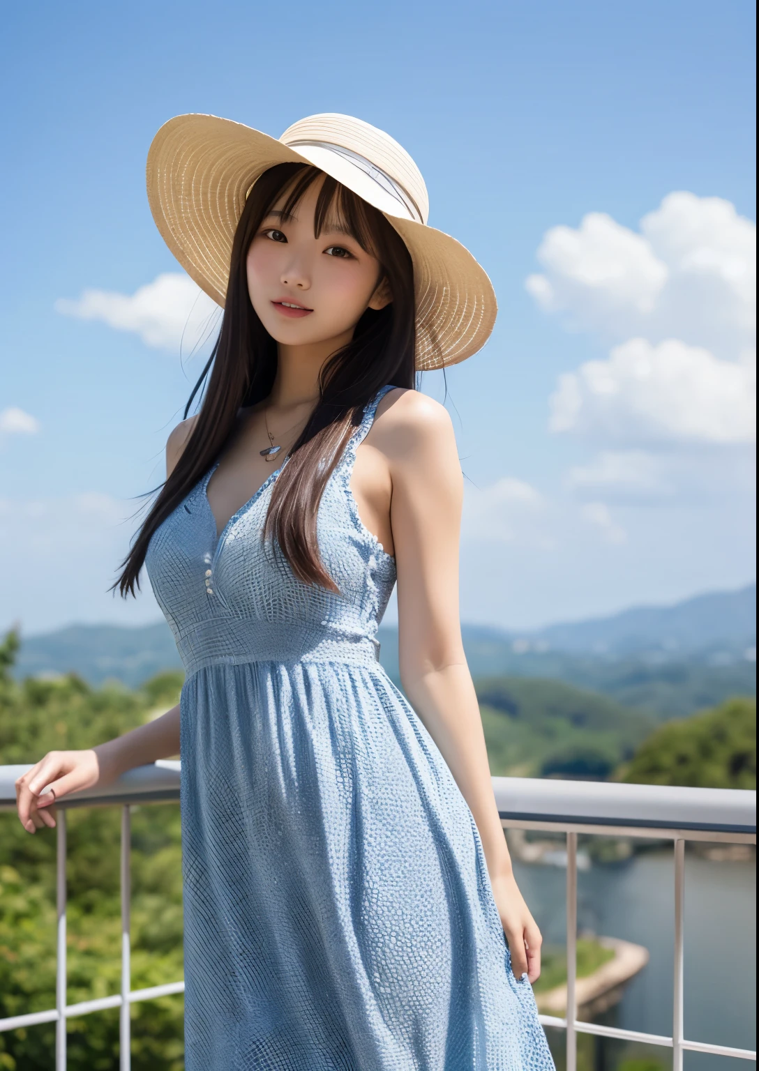 A four-color illustration with light and dark effects,
printed using an old printing method on textured traditional paper,
a beautiful and cute girl from an ancient civilization.
Beautiful and cute girl, smiling face, simple summer clothes, earth color clothes, natural color hat, small bag, bare shoulders, casual hairstyle, Bluish grey eyes, Slightly brown skin