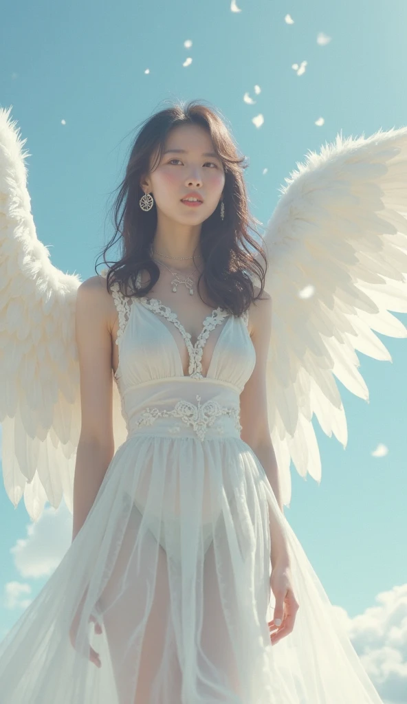 cloth,big_chest,short hair ,Wings with feathers