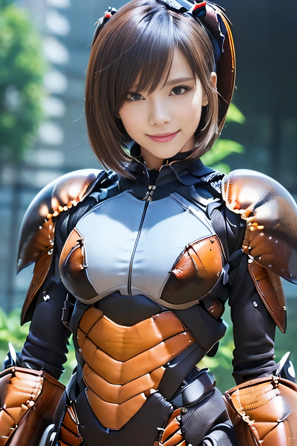 (high resolution,masterpiece,best quality,extremely detailed CG, anime, official art:1.4), realistic, photo, amazing fine details, all intricate, gloss and shiny,awesome many layers, 8k wall paper, 3d, sketch, kawaii, illustration,( solo:1.4), perfect female proportion,villainess, (fusion of dark brown cockroach and lady:1.4), (brown cockroach form lady:1.2), (brown cockroach lady:1.2), (fusion:1.2), (solo:1.4), (evil smile:1.2), muscular, abs, (cockroach brown exoskeleton bio insect suit:1.4), (cockroach brown exoskeleton bio insect armor:1.2), (brown transparency cockroach wing:1.4), (brown cockroach antennae:1.3),