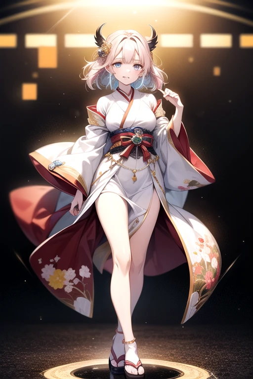 Tsundere 18 year old girl, beautiful and delicate eyes, beautiful lips, very detailed 눈과 얼굴, long eyelashes, 1girl, white cat ears, foot long bag, Front view, Red-eye, (top quality, 4K, 8K, high resolution, masterpiece:1.2), very detailed, (realistic인, realistic인, realistic인, realistic인, realistic: 1.37), very large breasts, Scythe, elegant, fantasy, white background,holding a weapon, traditional Japanese outfit, I can see my armpits, white hair
