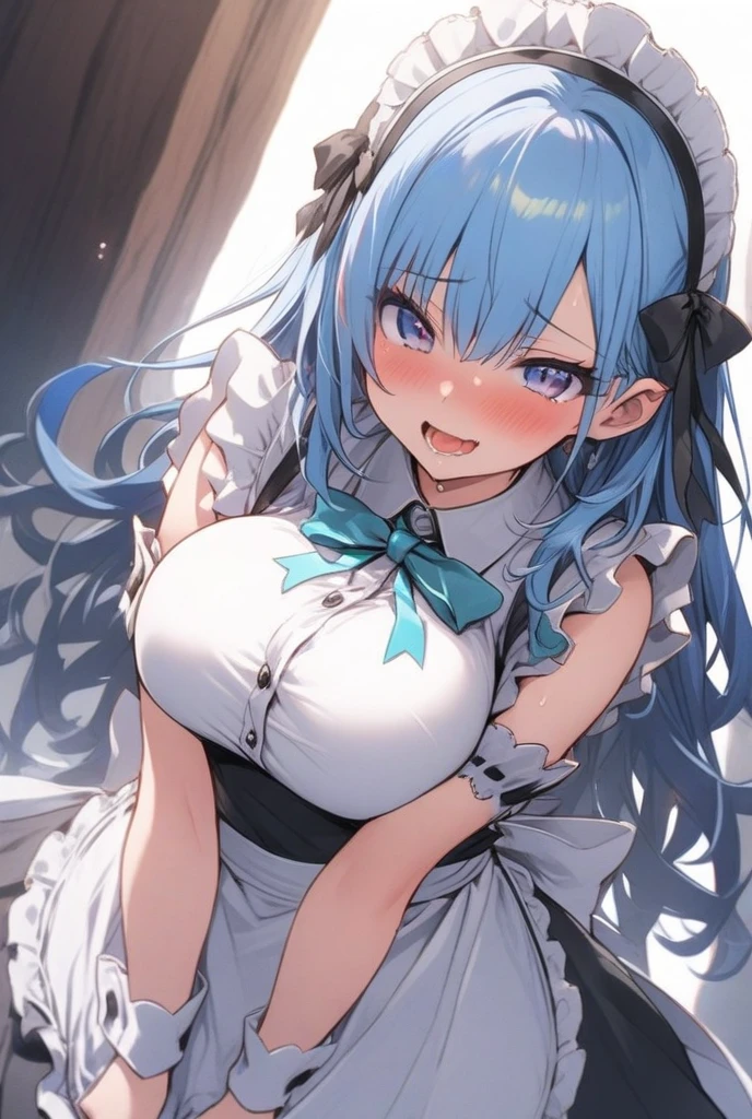 ((janus,\\azur lane\\,lightblue long hair,green eyes,hair over eyes,)),blushing face,Heavy breathing,saliva, sweat, Sweaty and wet all over,((Perfect body,))((Super beautiful,))((High quality,))((very small breast)), (((((see-through white sleeveless,white Pleated skirts that are too short and expose underwear,white pantyhose,))),nipples visible through clothes,)),Sweaty body,Rough breathing,Blushing,Looking at Viewer,cowboy shot,Closed mouth,