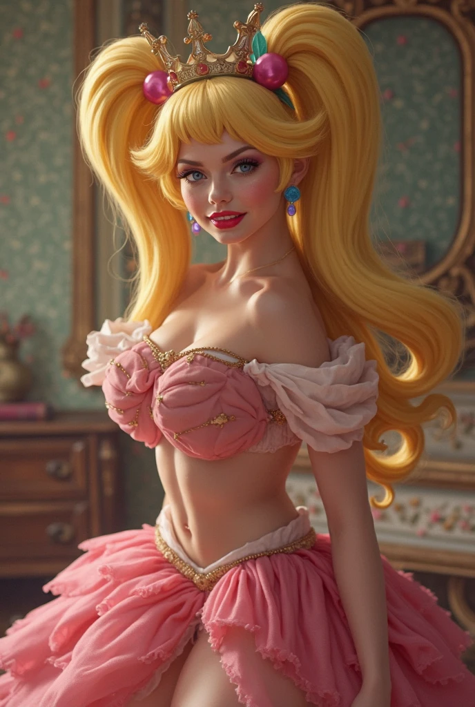 Rule 34 2d Princess peach as a bratty dominatrix spitting her saliva on your face while she is taking your money and being payed to be pretty and foot worshipped