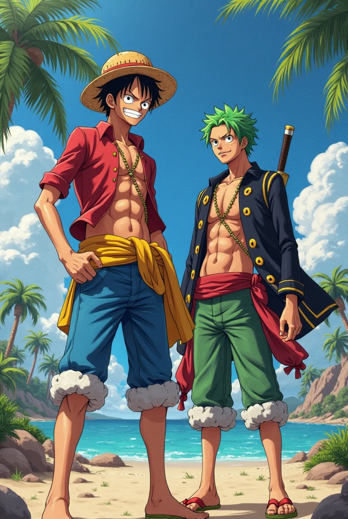 Luffy and zoro with boxers on