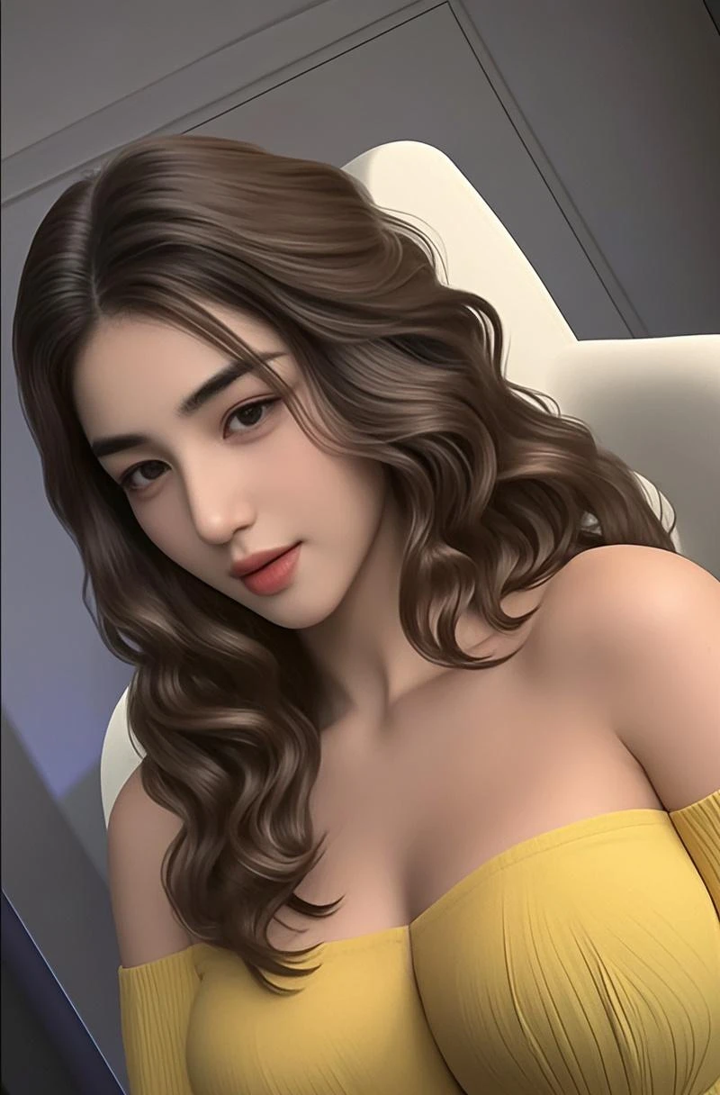 a beautiful russian woman in her 20s, light brown hair, fine white skin, attractive face, tight waist, cleavage, smiling kindly, active posing, detailed eyes, beautiful detailed nose, beautiful detailed lips, long eyelashes, perfectly balanced body, rough hairstyle, (best quality,8k,highres,masterpiece:1.2),ultra-detailed,(realistic,photorealistic,photo-realistic:1.37),HDR,UHD,studio lighting,ultra-fine painting,sharp focus,physically-based rendering,extreme detail description,professional,vivid colors,bokeh,portrait,seductive gaze,sitting with legs crossed, wearing a loose jacket