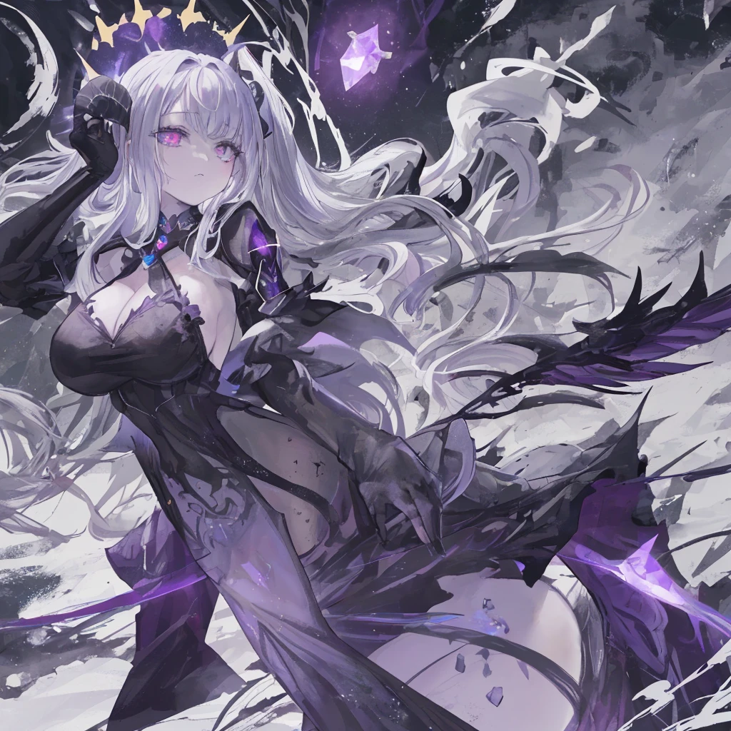 1girl, anime, cute girl, blank background, white background, fantasy, detailed fantasy dress with highlights, beautiful face, beautiful eyes, dark colors, black hair with multicolor streaks, red eye with different color pupil in eye, multicolor eye, medium breasts, slight cleavage, beautiful skin, cute, breast curtains, extremely delicate and beautiful, (beautiful detailed face:1.0), (detailed deep eyes), symmetrical breasts, deep eyes, shiny skin, portrait, slender waist, hips wider than shoulders, thighs, expressionless, young girl, luminous eyes, adorable，（Kpop idol）,（aegyo sal：1），（Platinum blonde hair：1），（（puffy eye）），Black panty，sexy posture，Superskirt, Ultra-high resolution，Black collar，slim figure, Abdominal y tattoo, womb tattoo，Tight-fitting leg ring，y tattoo on half-body，Bare skin, Armored hand，Hidden fingertips，Hand covered，Arm covered，Fist covered,{{beautiful detailed fingers}}, tufts of hair, moderate beautiful breast:1.0,(masterpiece:1.2), best quality, high-res, HDR, perfect face, intricate armor, delicate blue filigree, intricate filigree, red metalic parts, detailed part, dynamic pose, dynamic lights, cute face, neutral expression, shuimobysim, lotus, hanfu, maxi skirt, dress conservatively 1girl, solo, long blue hair, standing, One lady,14years,((White hair) ,(Shiny purple bodysuit with microskirt),((Fantasy, Moon Night)), gradient_eyes,