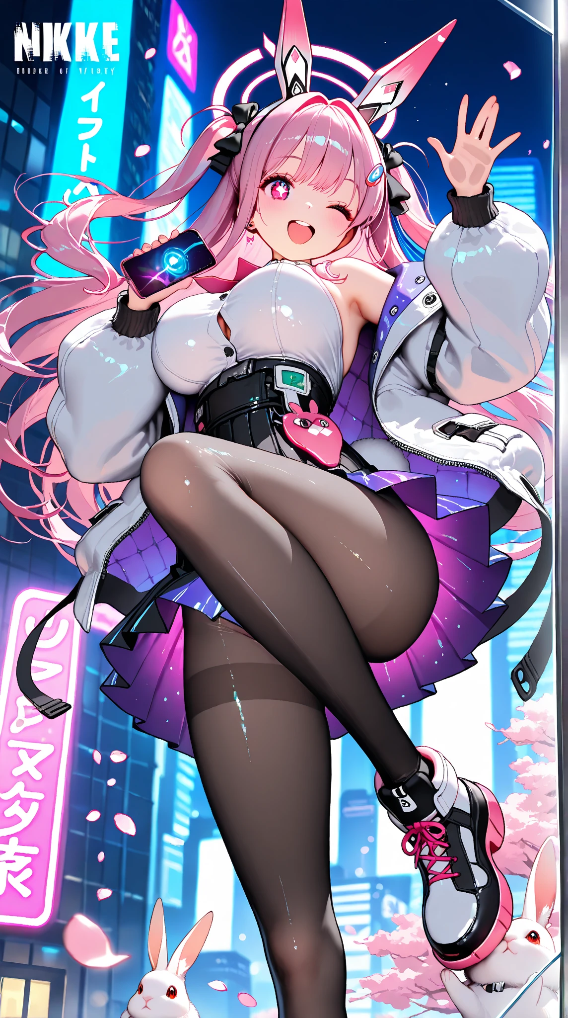 Big perfect breasts ((Space Punk Girl)),(((1 girl))),((beautiful Girl)), ((Saggy breasts)), ((Gray Hair, Dirty black hair, Inner hair color)), Long Hair , ((intricately cut hair)), (((Neon pink eyes: 1.4))), beautiful detailed eyes, Very sexy body, ((((Short sweatshirt, Short sweatshirt, Complex sweatshirts)) )) Flowing Cyberpunk Skirt, Revealing clothing, Show some skin, ((((Underbust)))),((Cleavage))(((Cyberpunk Clothing, Complex clothing, Complex clothing))) (((Light Skin: 1, 5, Sunburned skin, Glowing Skin) )), ((Firm Abdomen)), Wide Hips, Moving objects, Sexy Legs, Detailed body, ((Detailed face)), (Graffiti on clothes), (Half naked, dress up a little, barefoot) ((Sexy pose)), alone, Embarrassing, High resolution, Sharp focus, (Very detailedな, Very detailed), (Perfect art) (Very detailed), (((Bright colors))), (Background Complex), (Tabletop), (Highest quality), Synthwave Neon Colors, (((beautiful, Conclusion, attractive, erotic))), (((Browsing Caution))), Cyberpunk seaside town at night, Puddle with bright and dark storm clouds and neon sign, scenery: 1 , 30,