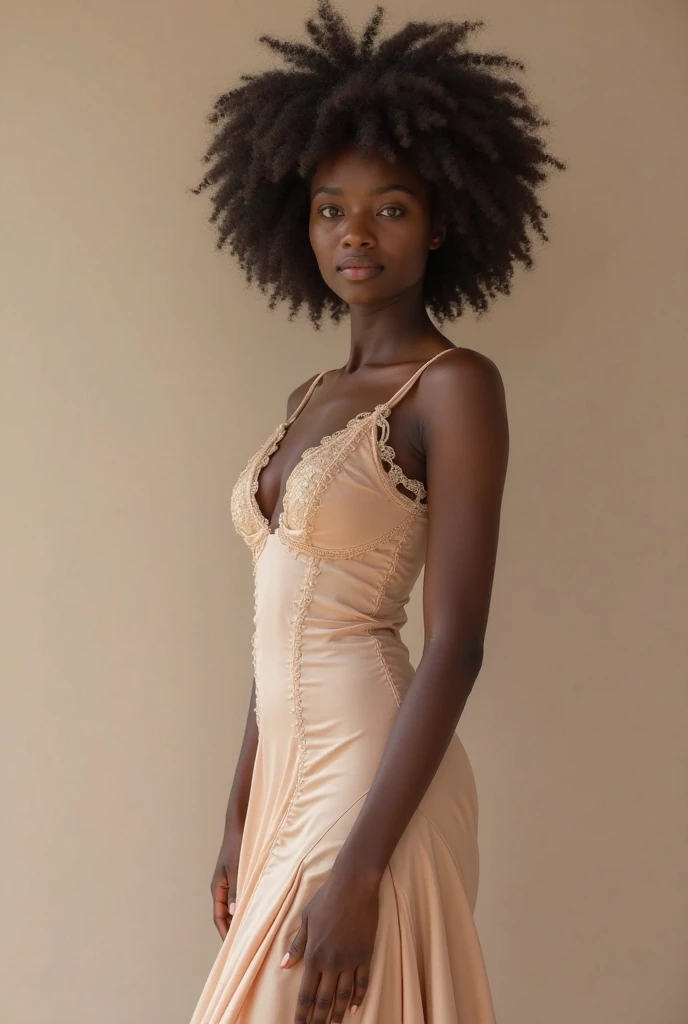 Attractive sexy skinny african american women 20 years old black wavy hair to the waist, Looking Back, Humble smile, mesh stockings on the thighs, good abs, Beautiful sexy long legs, (photo-realistic: 1,5) (tmasterpiece: 1,5) (beste-Qualit: 1,5) (color corrected) (Detail Skin: 1,5) (8K) (HDR) (电影灯光) (sharp-focus) (an intricate)