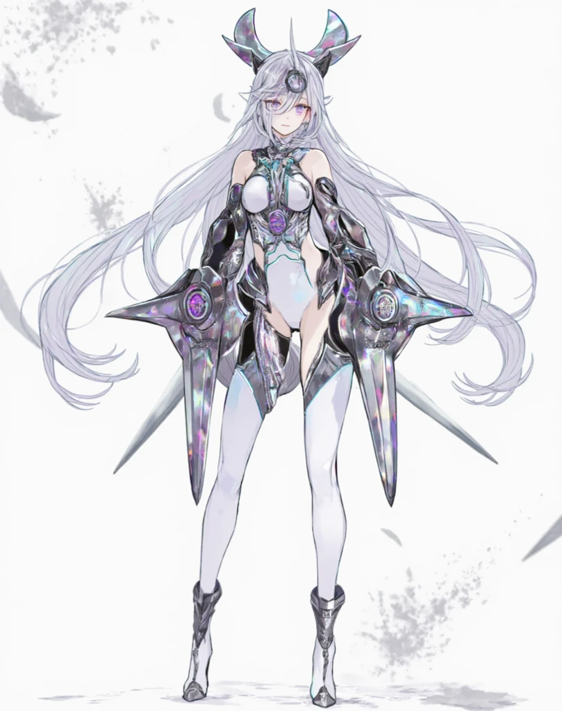 best quality,ultra high res,1girl,full body,destoryed city,battlefield,ruins,science fiction,war,
beautiful combat bodysuit,white skin,(pale skin:0.1),huge breasts,translucent skin,white hair,blue eyes,flying,expressionless,