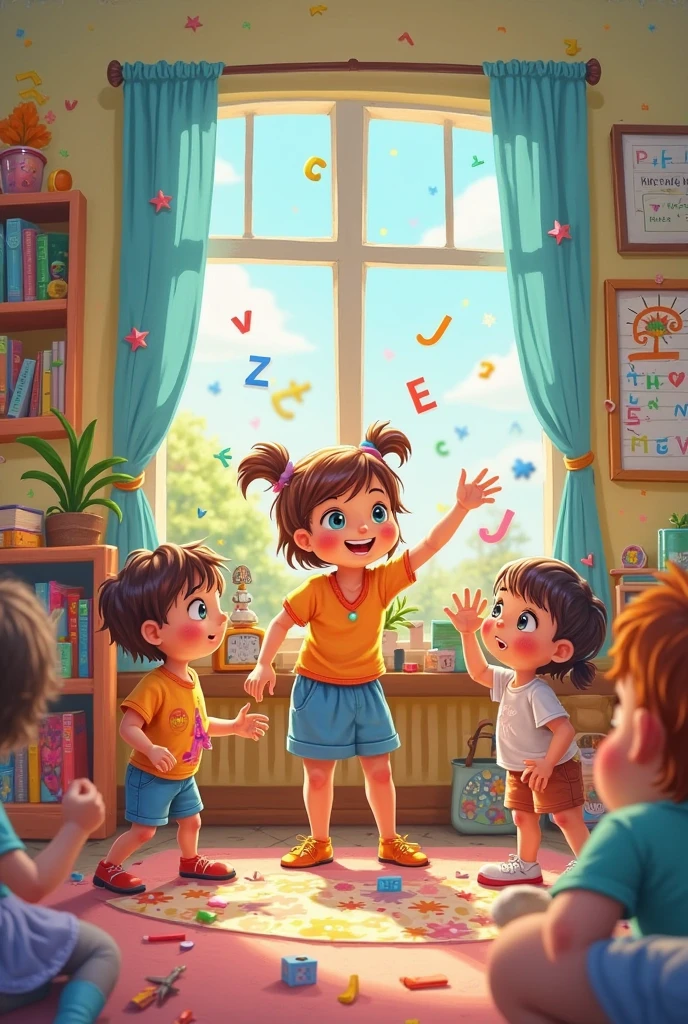 Twins of four years age are at home one is jumping and playing in happy mood otheris reading books