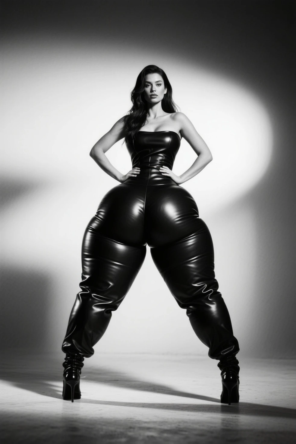 black and white photo of a woman in a cat suit, full body illustration, full body concept, Full-body grayscale painting, full body details, Full length portrait of a short!, pose study, Full length portrait, Full length portrait, !!Full length portrait!!, CGSociety whole body, full body render, detailed full body concept, full body drawing