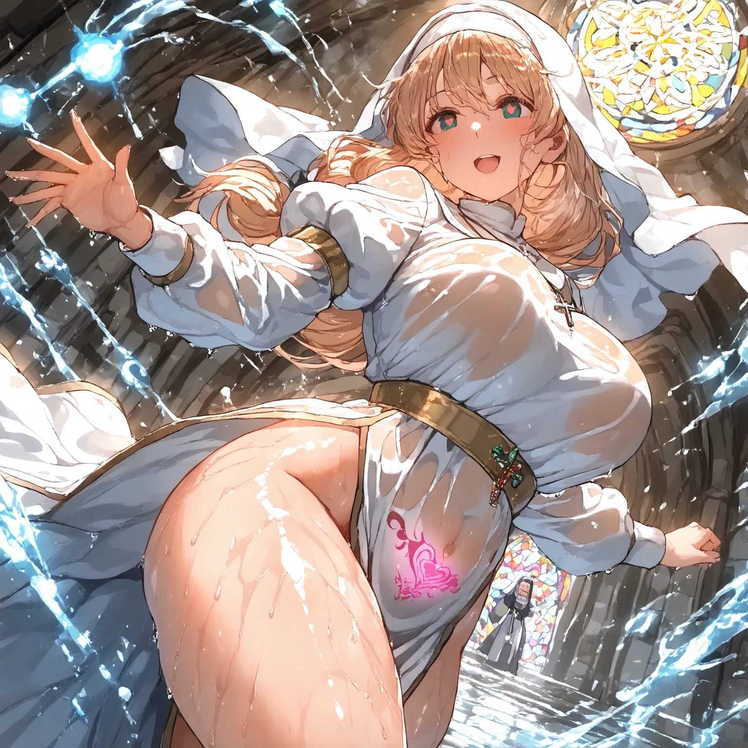 Mori Freiren sex with man penis insertion squirting　Feels good　Cramp　Ahegao Wet Crotch、Love juice、Sexy、Shaking legs、Semen overflows from the pussy Embarrassing I-shaped balance