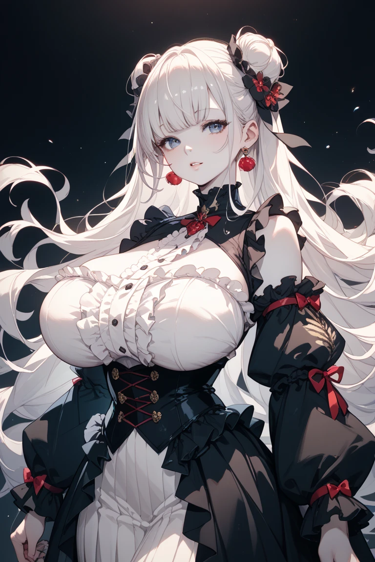 anime girl，long white hair，blue eyes，Black dress, Cute anime wife wearing beautiful clothes, Best Anime 4k Kona-chan Wallpapers, anime art wallpaper 8 k, anime art wallpaper 4k, anime art wallpaper 4k, Anime style 4k, Anime girl in black skirt, 8k high quality detailed art, Beautiful anime girl,(Pregnant，Huge breasts：1.8)