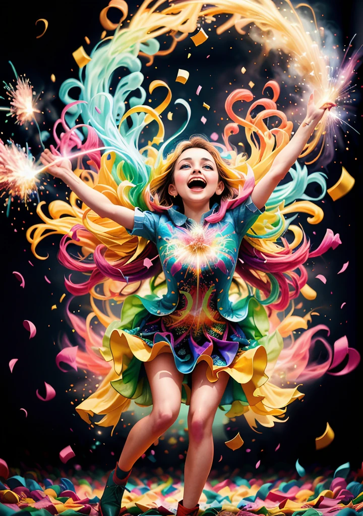 Imagine a Gay Pride Day image as a human figure with a cheerful, free face, dressed in colorful and vibrant clothing, symbolizing freedom and the expression of oneself. --auto --s2
