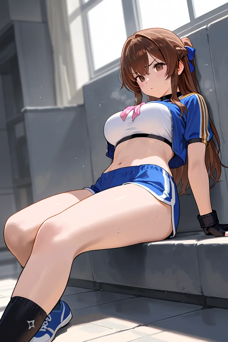 ((((perfect anatomy, anatomically correct, super detailed skin)))), 1 girl, japanese, 16 years old, volleyball player, shiny skin, watching the view,
beautiful hair, beautiful face, beautiful detailed eyes, brown eyes, (middle hair:1.4, side ponytail:1.7), babyface, mole under eye,
beautiful collarbones, beautiful body, beautiful breasts, beautiful thighs, beautiful legs, large breasts:0.5, seductive thighs, cameltoe, bare arms, bare hands, bottomless, break,
((symmetrical clothinetallic)), (((buruma), sleeveless volleyball uniform)), break,
(((((brown rope)), shibari:1.5, (shibari over clothes)))), ((arms behind back:1.5), breasts bondage, arms bondage), (((toys in panties))),
((ashamed, open mouth)), (((m legs), squatting, spread legs)), break,
(beautiful scenery), evening, day, ((volleyball gymnasium, volleyball cort)),
(8k, top-quality, masterpiece:1.2, extremely detailed), (photorealistic:1.2), beautiful illustration, cinematic lighting,