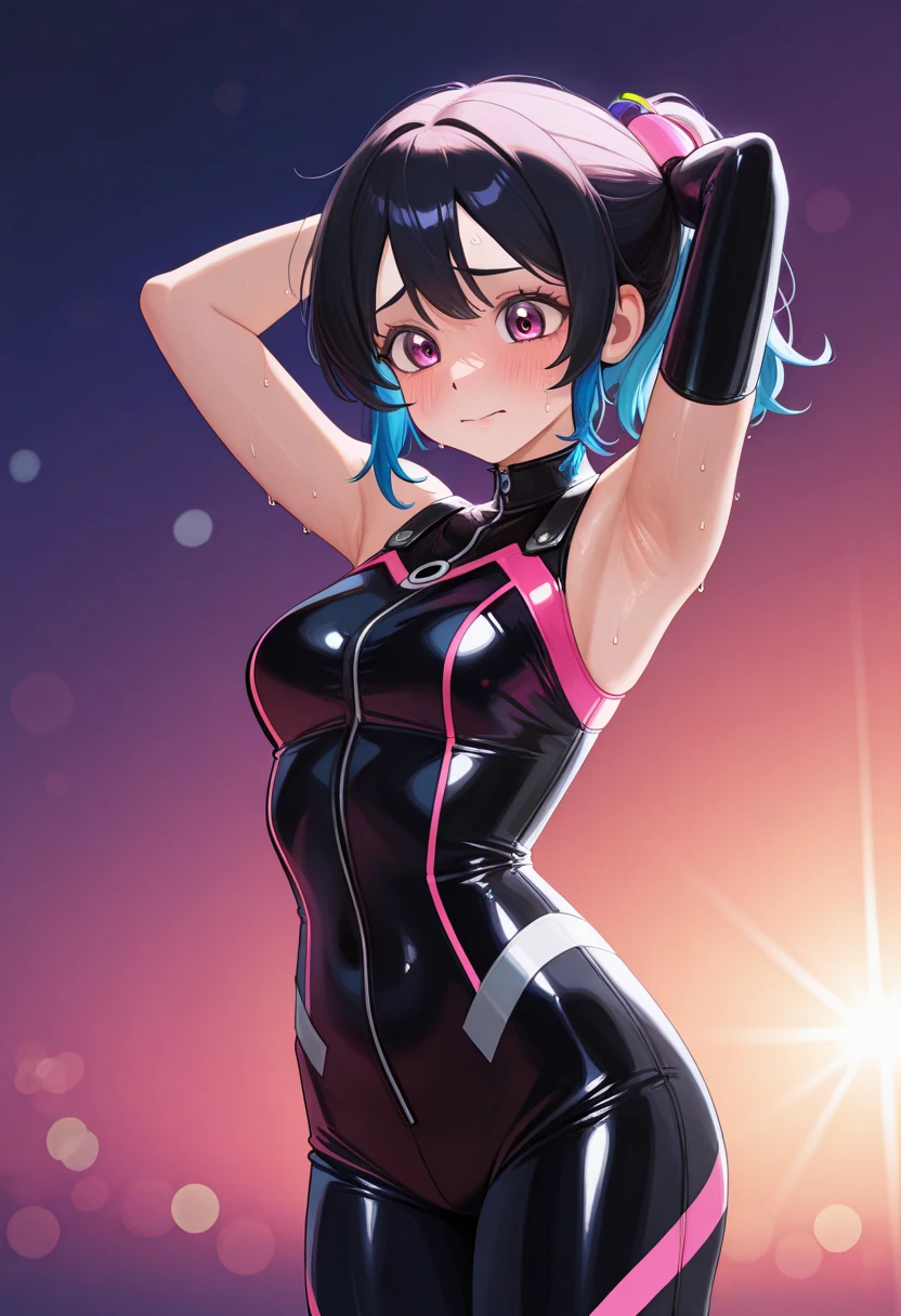 1girl, (armpit), (vibrant outfit)