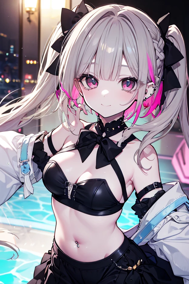 anime girl, silver hair, violet eyes, long straight hair, high side bangs, playboy bunny outfit, sexy, medium breasts, cute, ultra detailed, high quality, vibrant colors,
