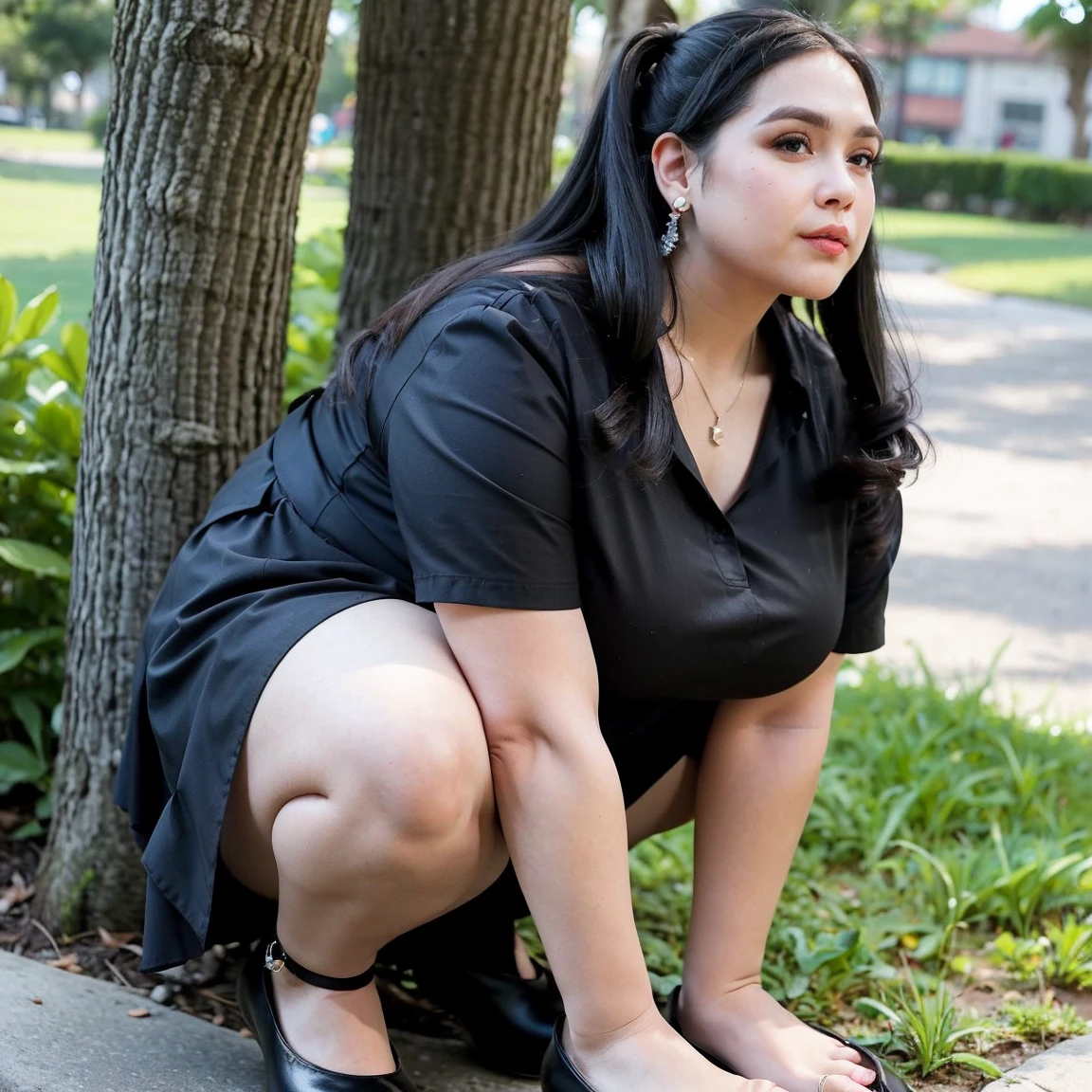 Very fat kid girl , obese , age 15 years , very fat body , in underground prison ,face excited , full body, panties , bra, sit