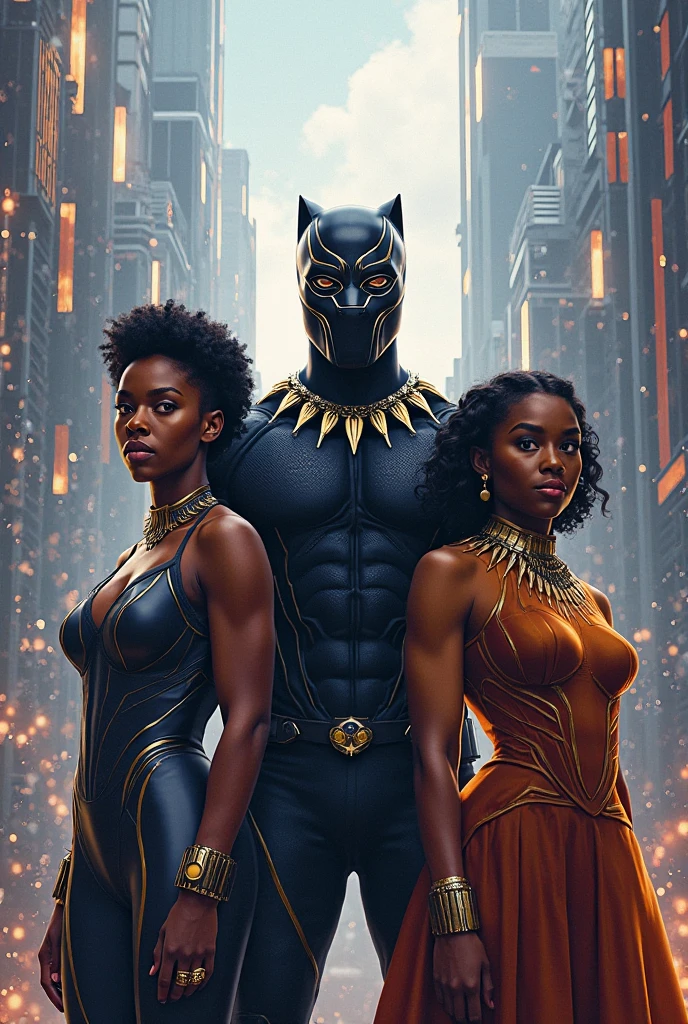 A vivid detailed masterpiece depicting different very beautiful handsome male and female couples of and from Wakanda in striking clear crisp sharper richer brilliant bright vivid details