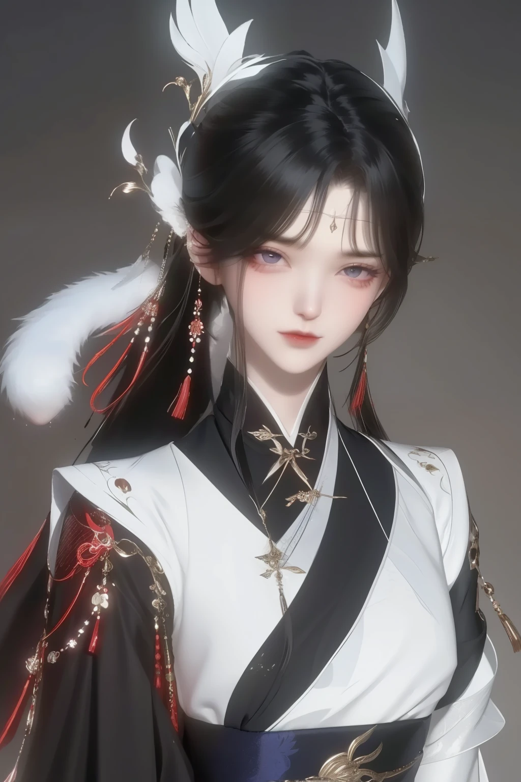 masterpiece、top-quality、hight resolution、High-quality images、8K、1womanl、detaileds、Detailed eye depiction、skin gloss、Lustrous black hair、Monochrome grayscale、Lisa、portlate、Master of the bow、longbows、