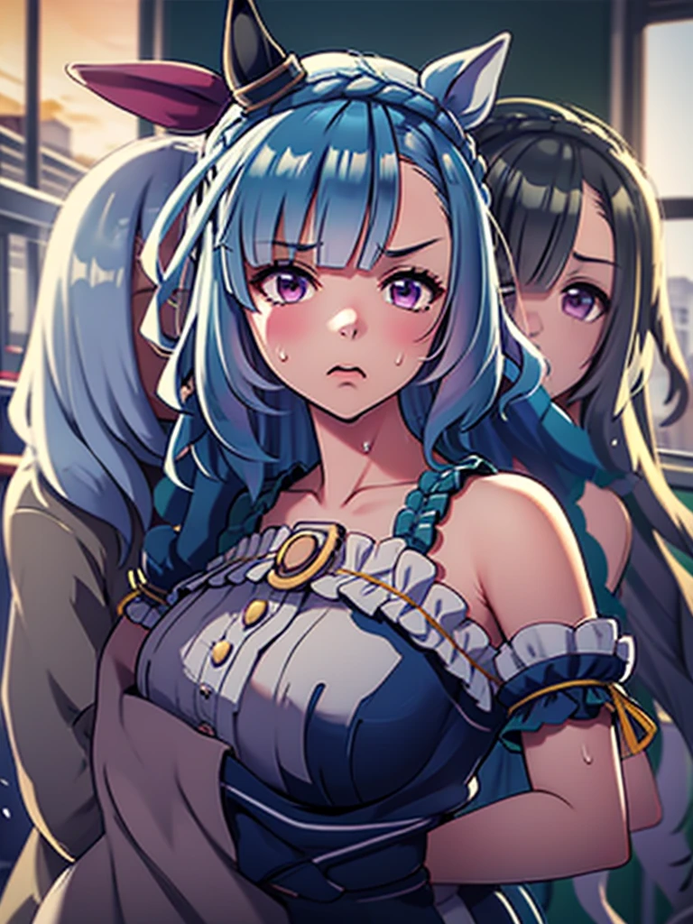 Infirmary, 窗帘, 1girll, nurses, white dresses, tmasterpiece, Best quality at best, tmasterpiece, (Extremely refined and beautiful:1.2), a blurred background looking at the viewer, 1girll, 独奏, Fahi girl, Redlip, Blushlush, BDSM, tightsuit, Big breasts corset, shibari, handcuff, collars, (???????: 1.6), Outside the chest, Bind your hands, Hands behind your back, discreet, leaning-forward, high detal, huge tit,Blush,