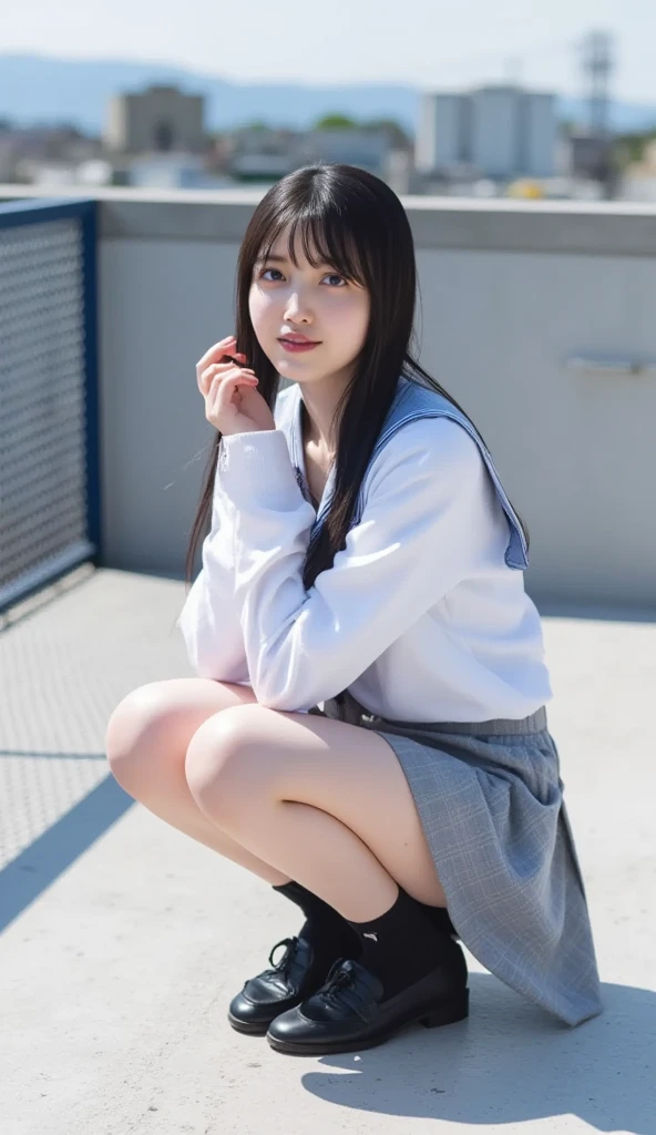 ((masutepiece, Best Quality, hight resolution, nffsw, Perfect Pixel, depth of fields, 4K, nffsw, nffsw))), top-quality, ​masterpiece, 超A high resolution, (Realisticity: 1.4), 1girl in, Single, Solo, Beautiful anime girl, Beautiful Art Style, Anime Character, ((long, Bangs, Blue hair)), ((rounded eyes, Beautiful eyelashes, Realistic eyes)), ((Detailed face, )), ((Smooth texture:0.75, Realistic texture:1.3, Photorealistic:1.1, Anime CG style)), Dynamic Angle, Perfect body, ((realistic textured skin)), ((Soccer team replica uniform)), ((浅笑)), (((Date on the soccer stadium bench))), (((a miniskirt ))),(((ＭCharacter opening leg))), (((Pants are visible)))
