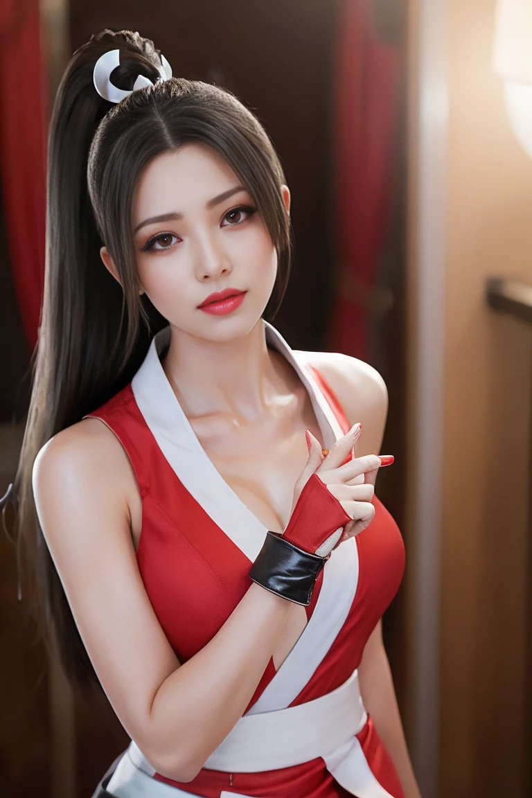 masterpiece,best quality,very high resolution,8k,((portrait)),((full body shot)),original photo,real picture,digital photography,
(Cyberpunk style future world woman),(fighting girl),22 year old girl,(Any color hairstyle),Eyes with rich details,((tear nevus)),lip gloss,(Elegant and charming,noble),(Big bras of the future,huge breasts, Mai Shiranui,ponytail,cyberpunk characters,futuristic style,huge breasts,low cut,Smile,laugh happily,
photo poses,bedroom,floor,lamp,Ray tracing,Game CG,((3D Unreal Engine)),oc render reflection texture,whole body,thin waist, NSFW,