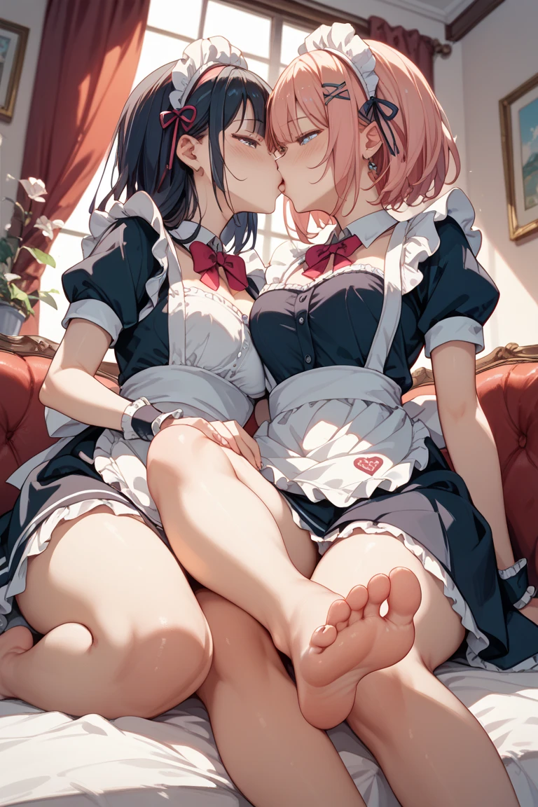 nsfw,2 people,Sweat,White Breath,ONE PIECE,Perona,room,Naughty expression,Inverted nipples,View from the side,Lying in bed,Feeding