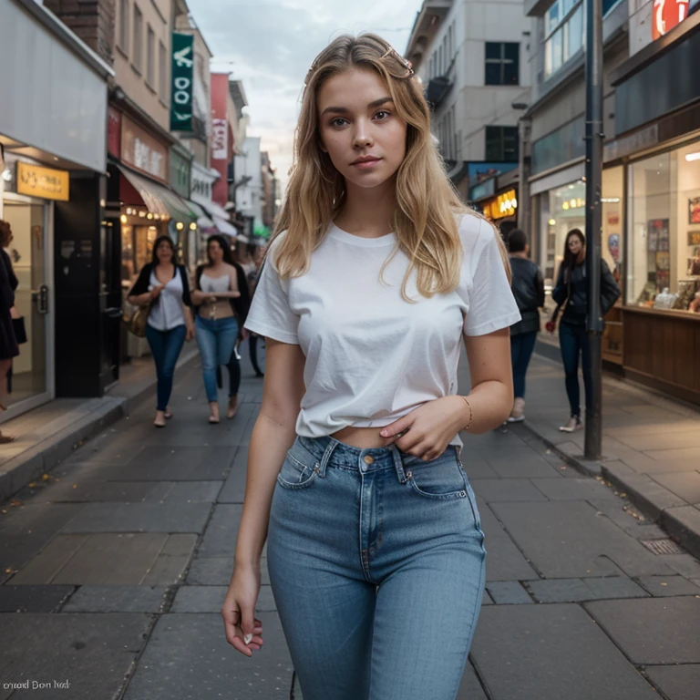 Young blonde showing herself in public