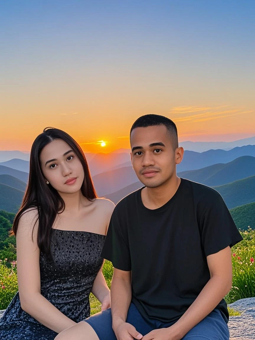 Selfie, a man and woman, park, paparazzi footage, sunny weather, video screenshot, low quality, frame