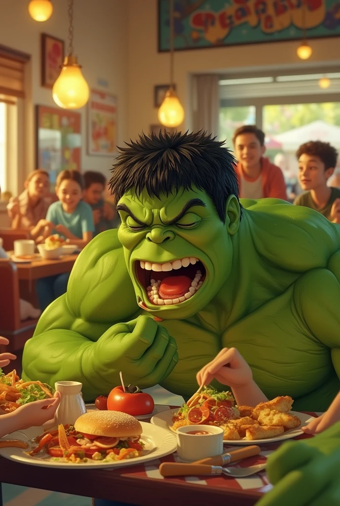 Hulk (marvel) is eating