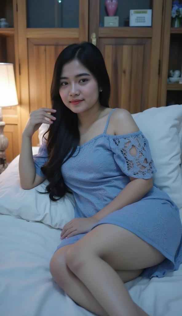 (8k, RAW photo, best quality, mastery:1.3), (realistic, photo-realistic:1.37), (looking viewer:1.331), (brunette hair), posing Seductively, Sitting, living room, soft light, 1girl, full body, beautiful thighs, extremely beautiful face , slender body, small breast, casual hairstyle, smile, off-shoulder, slip mini skirt