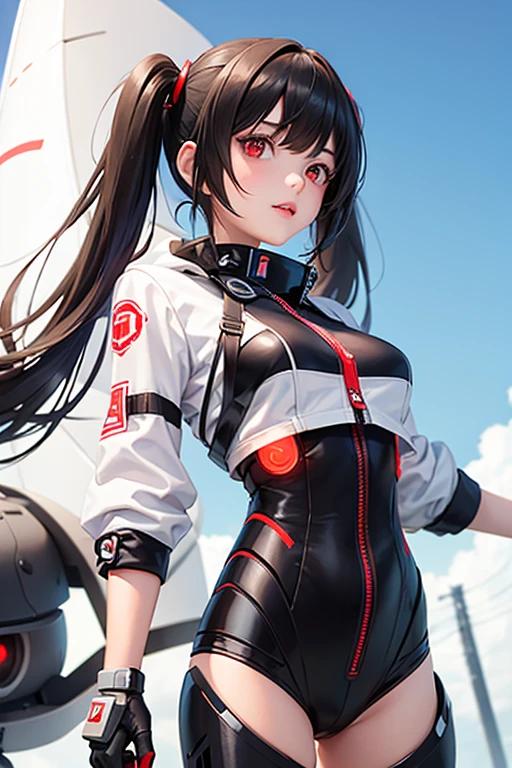 woman,14 years old,,city,night,(((white and blue tight miniskirt bodysuit))),,open mouth smile((leather thigh high boots))(See-through),(()),((Saten Ruiko)),blush、surprised face,((())),((look back))(wet with sweat)