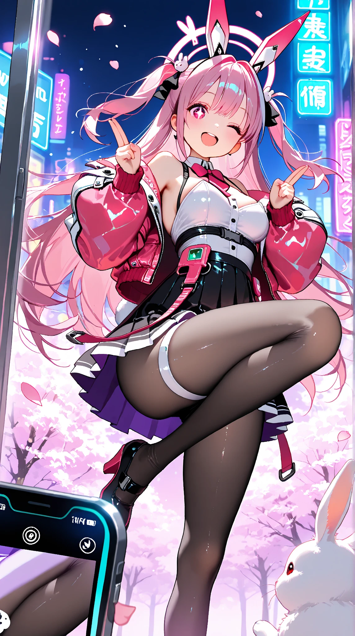 Kizi, breasts big, cute, Caucasian skin, baby face, pink eyeballs, White hair, good figure, super long and beautiful legs, white stockings, 8K, Computer graphics quality, master works, perfects eyes, eye details, right fingers, right thighs, NO extra fingers, no extra legs