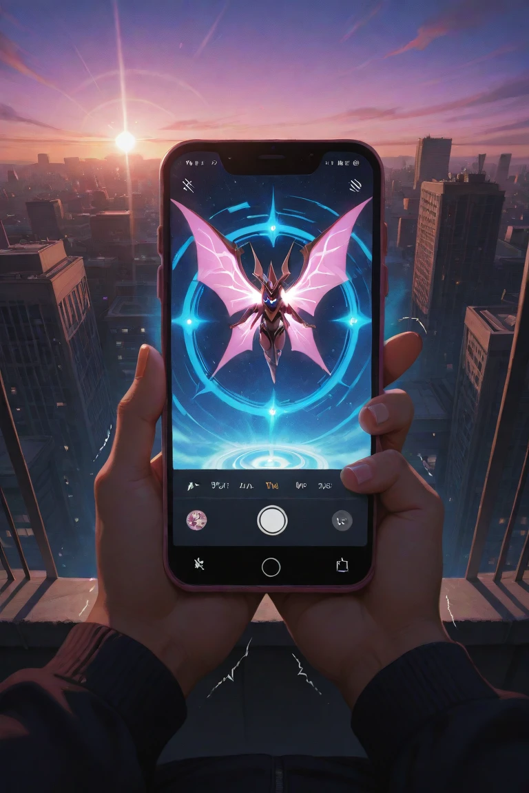 intricate holography smartphone fusion cyber fairy grunge, beautiful atmosphere, interface on the screen, perfection, insane details,