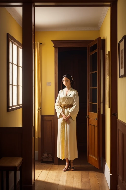 a beautiful woman in the silk sack, mummified