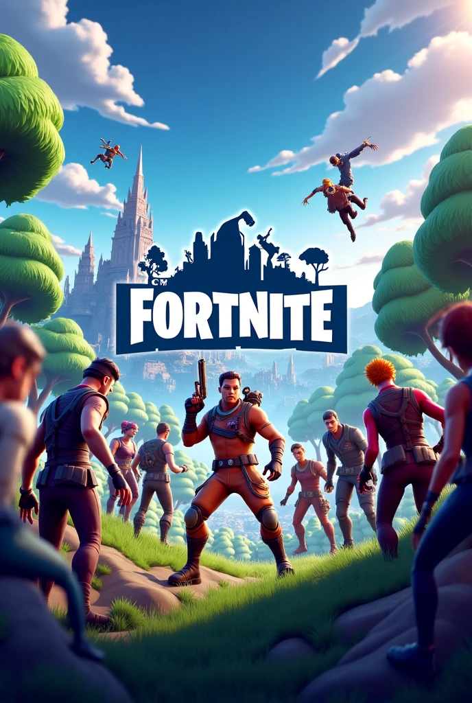 Make me a picture of the fortnite game written live live