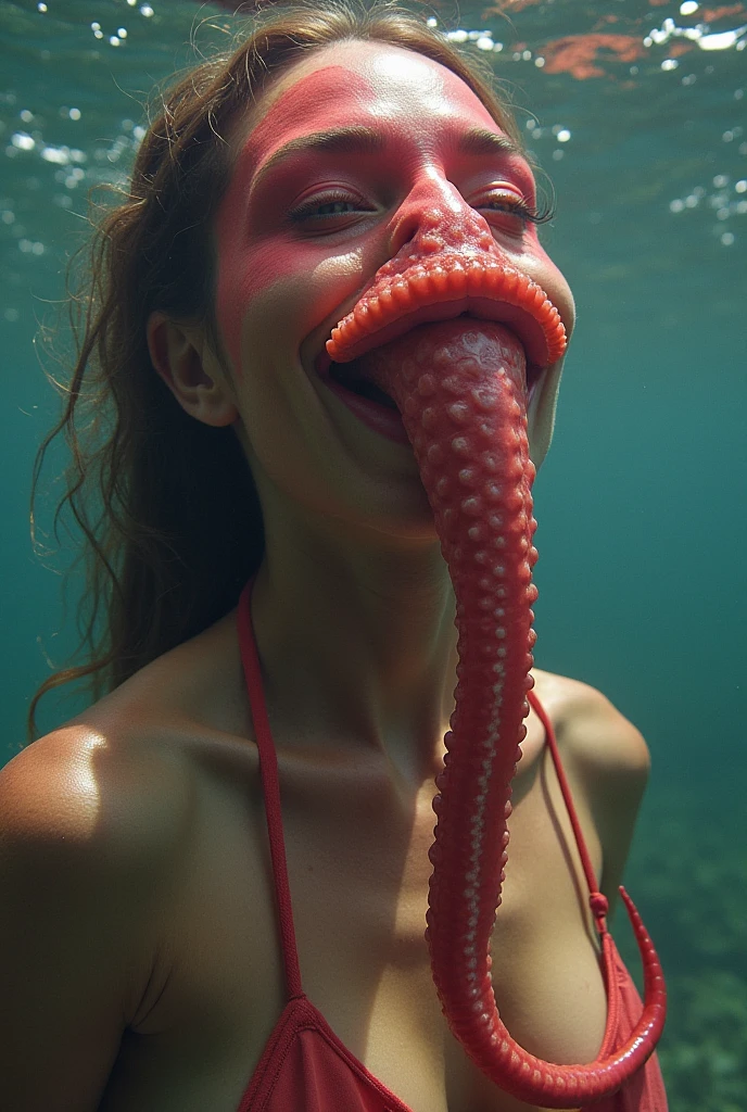 (best quality,4k,8k,highres,masterpiece:1.2), ultra-detailed, (realistic,photorealistic,photo-realistic:1.37), HDR, UHD, studio lighting, extreme detail description, professional, vivid colors, bokeh, portraits, horror,
A huge scary monster with the head of a fish, many sharp teeth,and a crablike body sneaks up on a bikini clad woman.