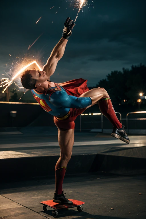 Photo RAW portrait handsome, Henry Cavill super man, piercing gaze, high quality textures, high quality shadows, high detail, beautiful detail, fine detail, extremely detailed computer graphics, detailed textures, realistic faces, atmosphere of fear and unease, sensual moment from the point of view of someone in a close embrace with a muscular man bathing in smoke with bright laser eyes