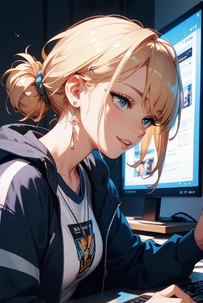 Screen breakthrough　Gnocchi, half body inside the monitor　pops out of the monitor screen　fiction　