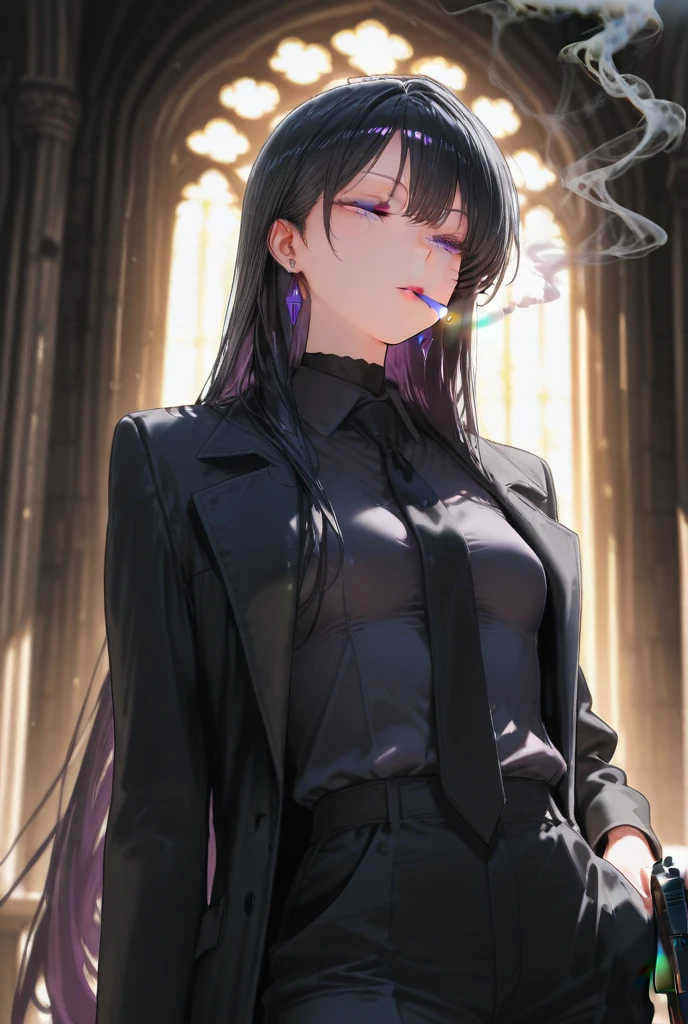 (best quality: 1.2), clean face, (masterpiece: 1.2, 8k) perfect anatomy, 1 girl) a beautiful fashion model ,(masterpiece, official art, best quality shiny hair, straight black hair with streaks in hair, full lips, small breasts, blazer school uniform, short skirt, thong straps, (dark makeup, piercings), shiny breasts,shiny skin, looking at viewer, college studentn, horizontal, lounging, a single girl, scene haircut, dark makeup, dark gray eyes, (slender, skinny, slight frame, small breasts), ((emo, scene))