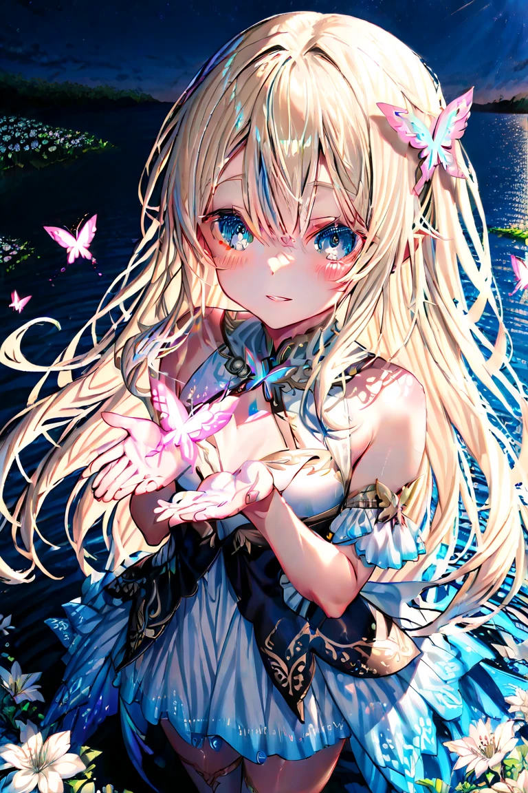 Masterpiece, best quality, (very detailed CG unity 8k wallpaper) (best quality), (best illustration), (best shadows) Nature', blue sea,delicate leaves petals of various colors falling in the air light Tracking, super detailed --v6
