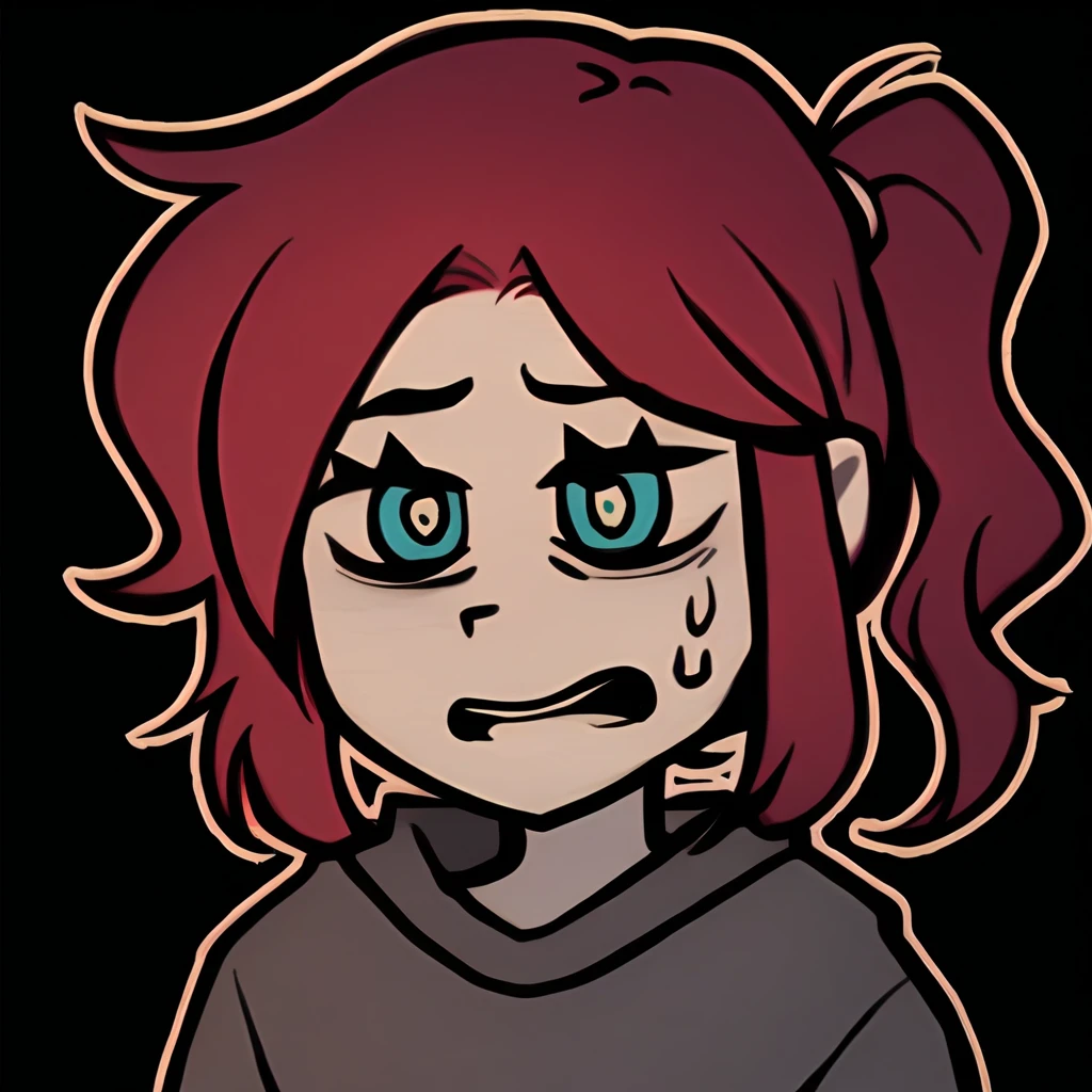 1girl,chibi, ginger hair, orange hair, bangs, very long hair, black shirt, cleavage, blue eyes, fair skin, pale skin, curly hair, wavy hair, soft lighting, bangs, choker, blush, crying, sad, tears, white background, <lyco:Emotes-remaster-v1:1.0>, <lora:skinslider_last:-1>,