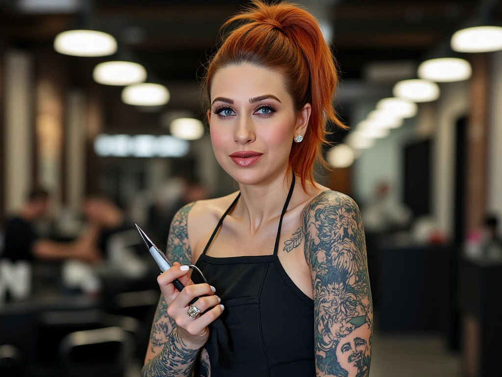 accidental photography in a cyberpunk tattooer shop, 1girl, hot chic <lora:add-detail-xl:0.9> <lora:MindWarp:1>, cinematic, 35mm film, 35mm photography, film, photo realism, DSLR, 8k uhd, hdr, ultra-detailed, high quality, high contrast,