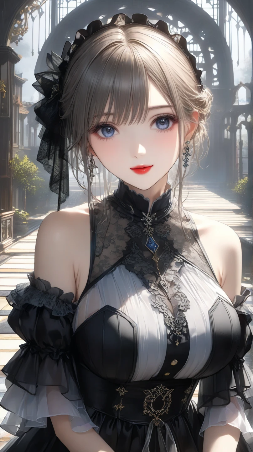 A beautiful young girl with long black hair and bangs, teary blue eyes, wearing gothic style clothing, surrounded by blue butterflies, (best quality,4k,8k,highres,masterpiece:1.2),ultra-detailed,(realistic,photorealistic,photo-realistic:1.37),intricate,elegant,melancholic,dramatic lighting,dramatic shadows,cinematic composition,highly detailed face,extremely detailed eyes and face,longeyelashes,beautiful detailed eyes,beautiful detailed lips,1girl,dark fantasy,moody,ethereal,emotive