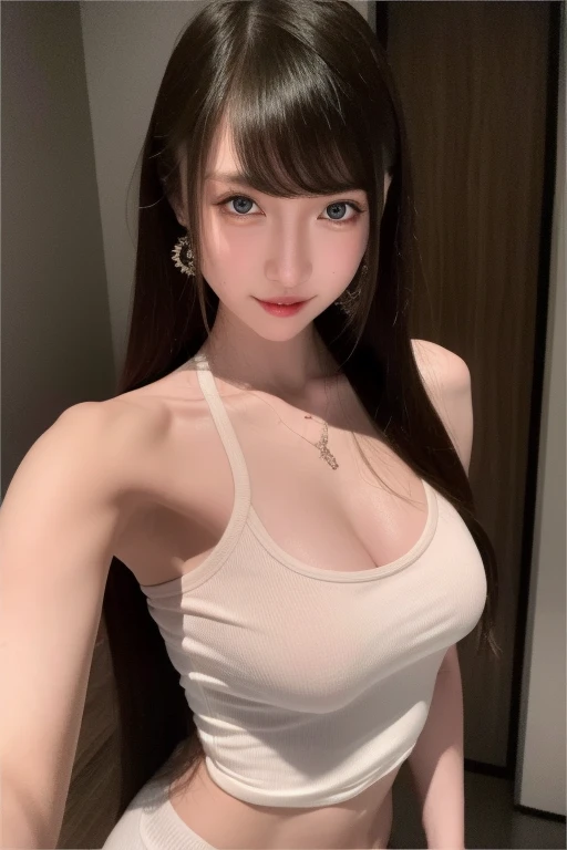(masterpiece, Highest quality:1.2), One girl, alone、White sailor suit leotard、Protruding nipples、Cute nipples、White panties、Small breasts、On all fours、Taking a selfie、On all foursで尻を突き出す、Kiss me here、Kissing Face、Get close to the face
