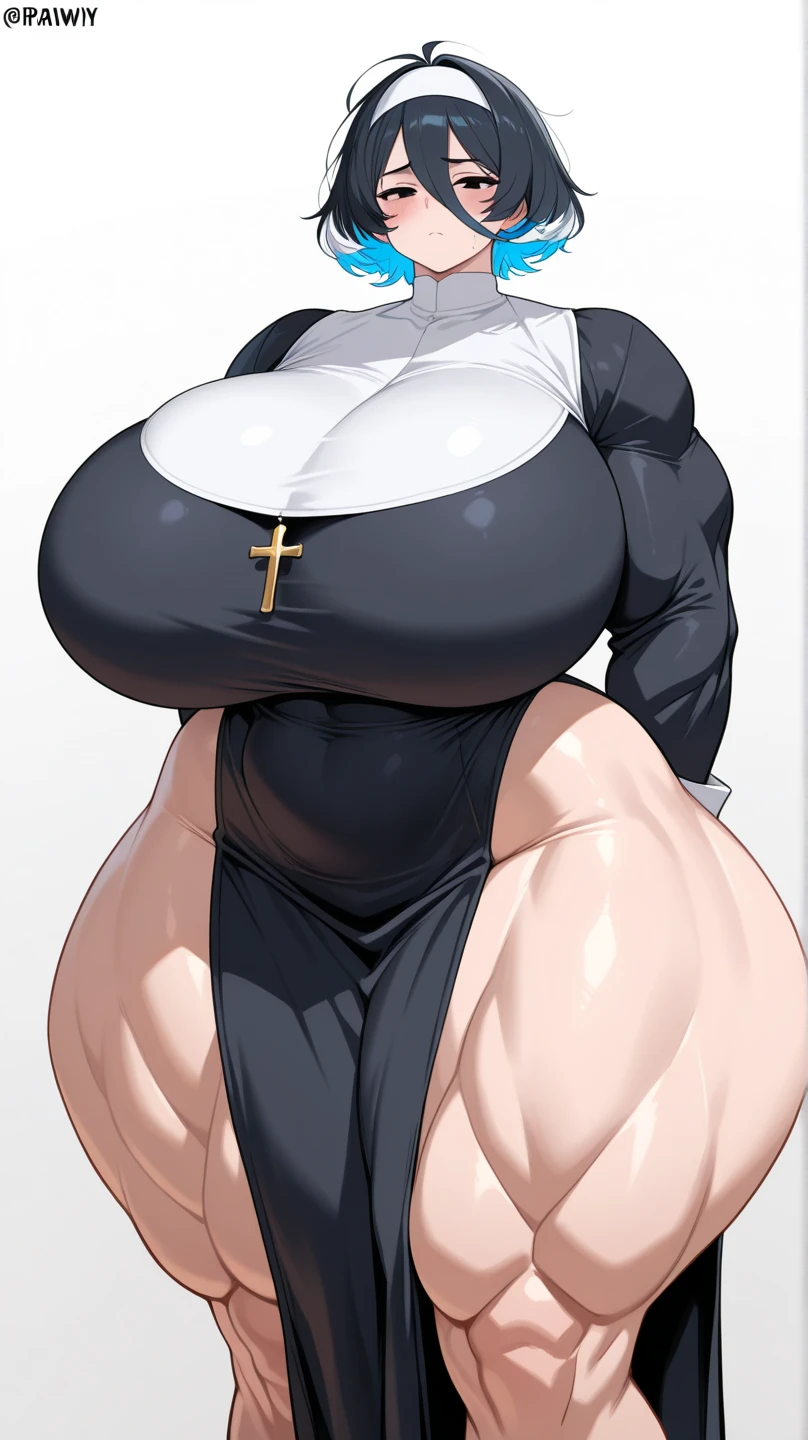 very huge muscle power house nun big pecs abs nude bulge eats food