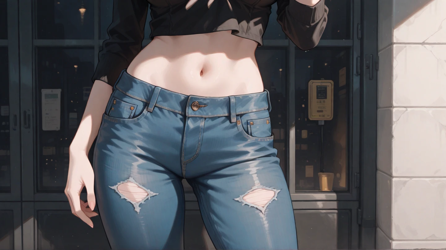 nsfw, masterpiece, best quality, high resolution, (3girls), 20 years old, (blue jeans pants), full body, blush, worried, city park, ((((((pee stain))))))